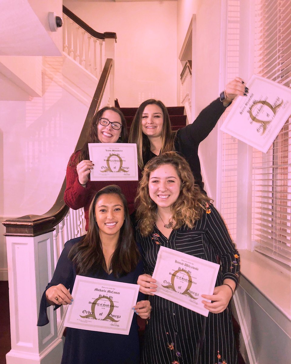 scpiphi's tweet photo. Congrats to our amazing sisters, Layne, Cassidy, Michaela &amp; Hannah who were initiated into the Order of Omega tonight! #PiPhiProud https://t.co/rIuMQkHzjy