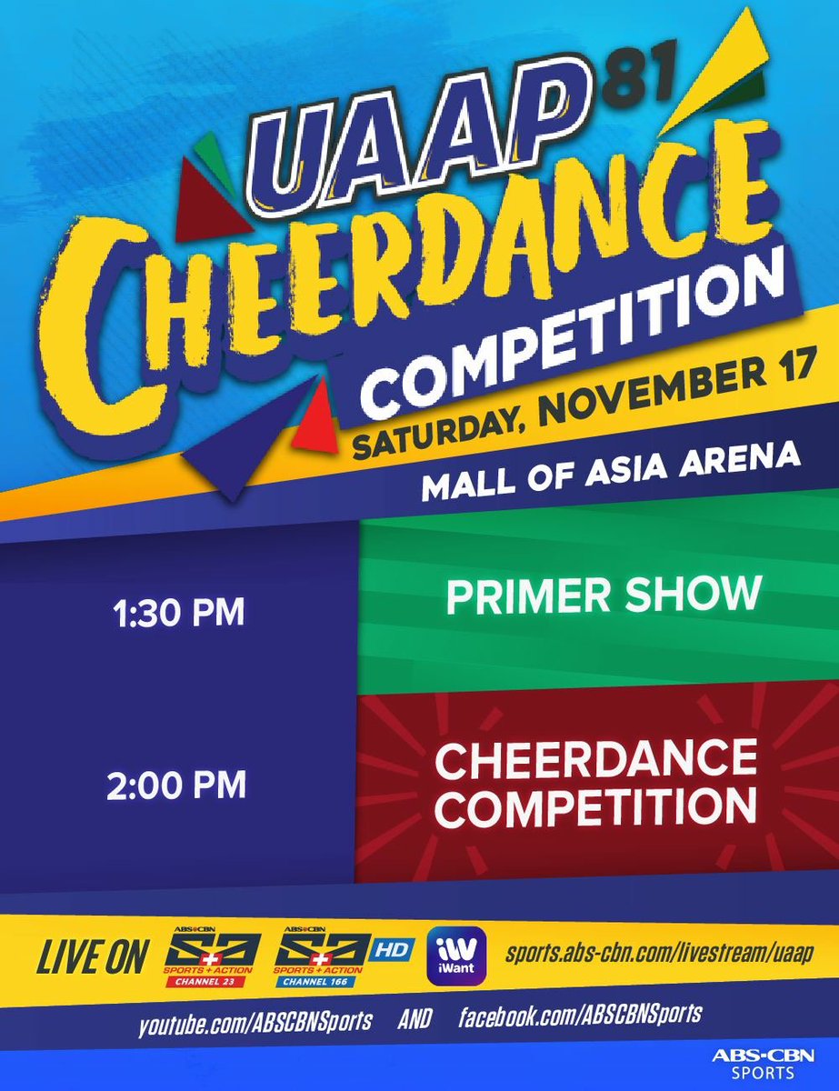 CamLagmay's tweet photo. See you at the Mall of Asia Arena for the UAAP Cheerdance Competition! @abscbnsports https://t.co/mzC1lBrpTc