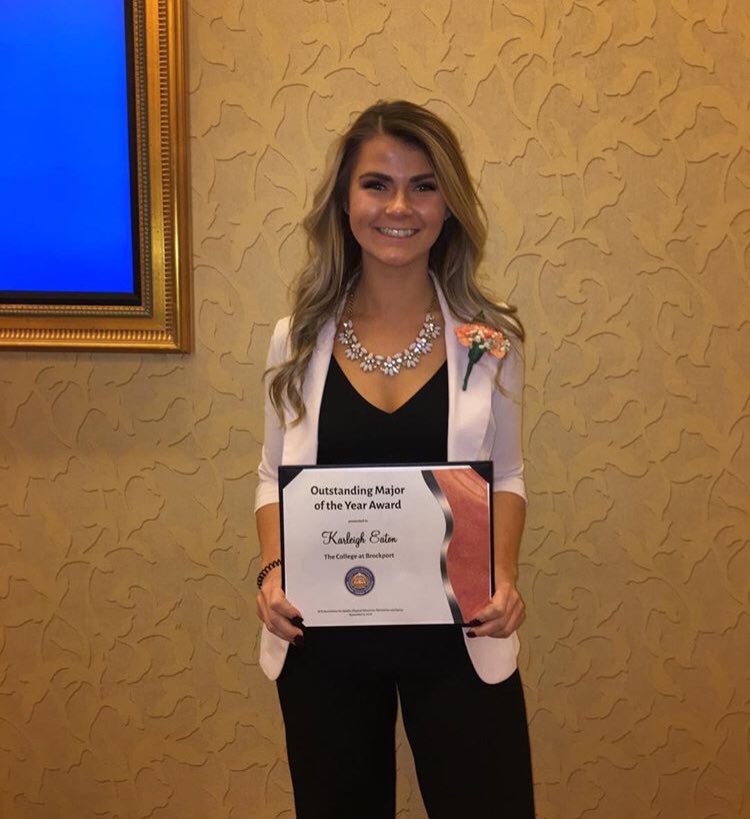 So proud of this former UE Tiger on her Outstanding Major of the year award at the NYSAPHERD conference this week. What a honor to see this former student athlete getting ready to join the PE teaching world! Congrats Karleigh Eaton!! #UECSDTigers #UETIGERSVBall