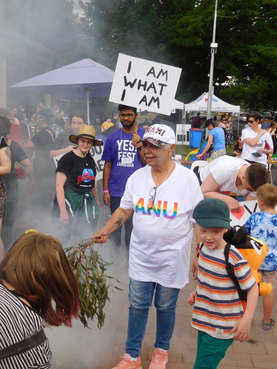 RichardmBaker's tweet photo. Auntie Matilda House welcoming everyone with gusto to Canberra's Yes Fest.  A long night of festivities has started in Braddon @ourANU @ANUPride @anuwomensdept  @ANUmedia  @anu_IndigDept @ABarrMLA https://t.co/utzt7Rm43W