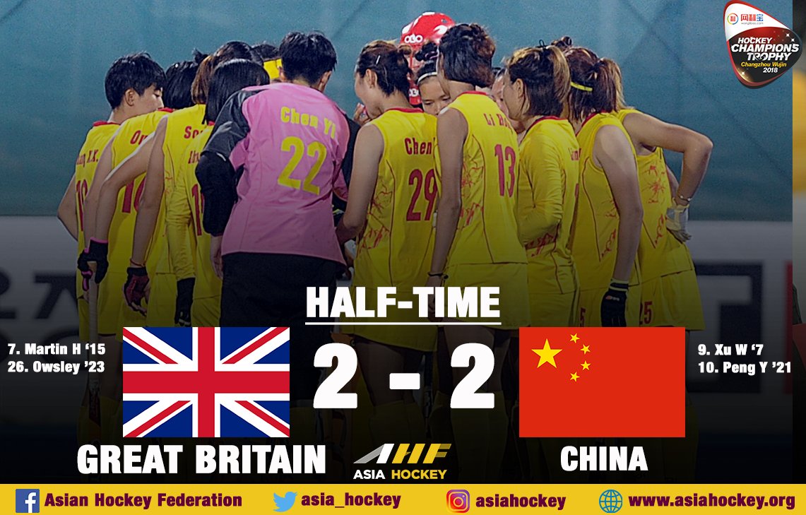 asia_hockey's tweet photo. It has been a thrilling First Half between Great Britain and China, Here are the details: 🇬🇧🇨🇳
#AsiaHockey #WomensHockey #WCT2018 https://t.co/MnA7TeaFKb