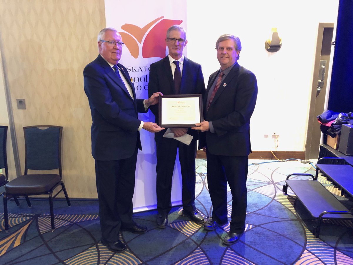 SaskSchoolBoard's tweet photo. SSBA Award of Distinction Recipient Bert de Gooijer at #SSBA2018. https://t.co/eqjVM5k5VB