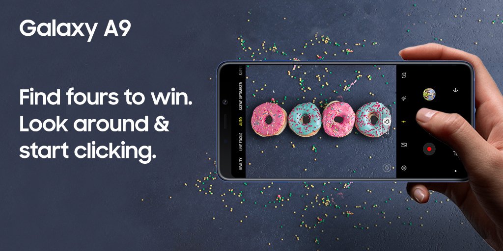 SamsungIndia's tweet photo. The exciting contest about #Worlds1stQuadCam smartphone is on! Wheels of a car, four roses or four doughnuts. What can you spot in fours? 
Click a picture and share it using #GalaxyA9 to win Samsung Gear IconX Earbuds! Hurry! Just 3 more days for the contest to end. https://t.co/CJeZs5Kuy9