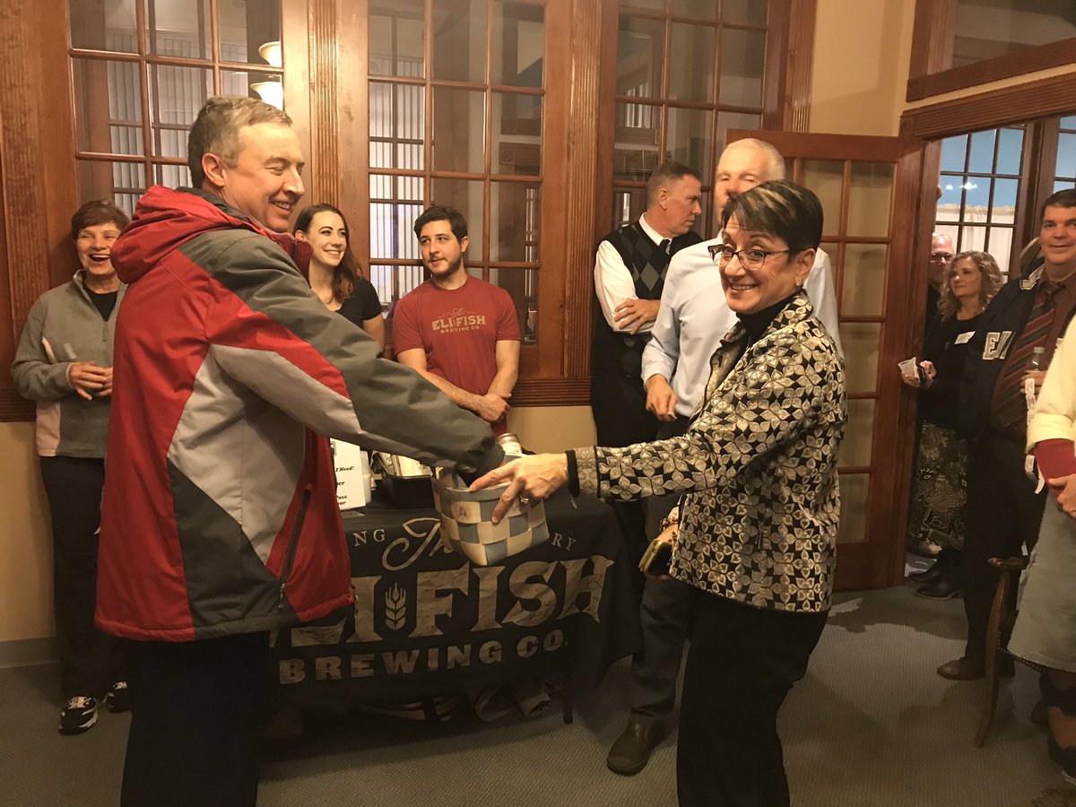 tabelski's tweet photo. .@GeneseeCountyNY hosts business after hours at the Harvester Center.  Great to celebrate business at the world’s first business incubator!  @BATCityManager City Manager Martin Moore gets in on the 50/50 action. https://t.co/pCcZxAXbcX