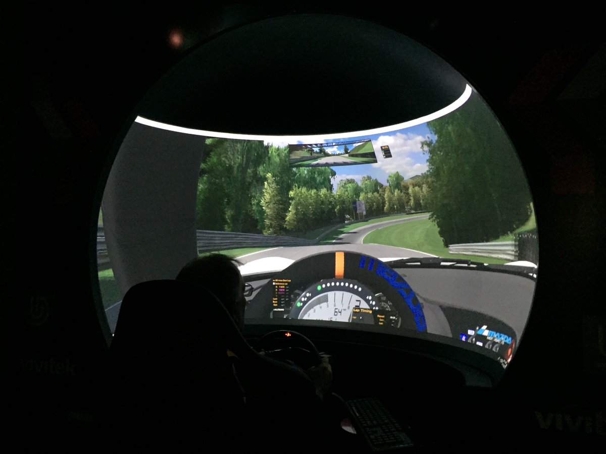 SphereScreen's tweet photo. Sphere Screen with iRacing and VR Motion Labs ready to race.  Excited to install the motion sim next week. https://t.co/crWH3KQc5G