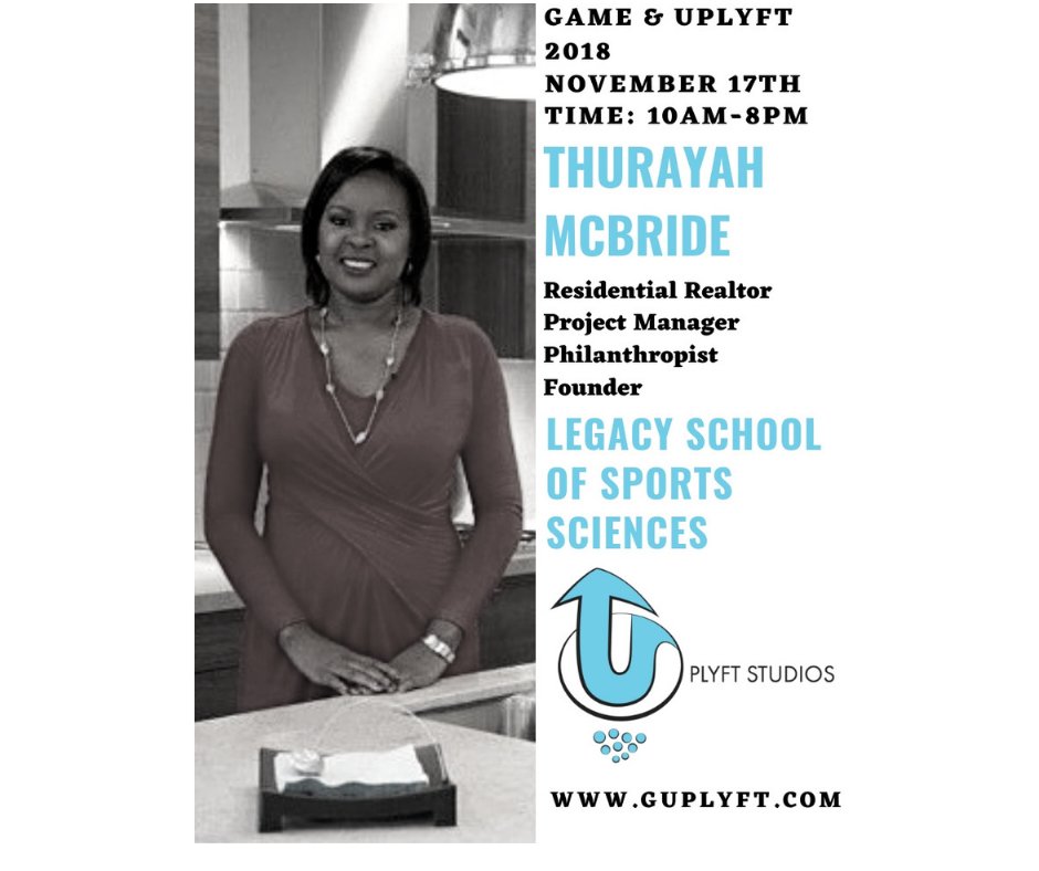 GUplyft's tweet photo. Game &amp; Uplyft 2018 would like to welcome guest speaker Thurayah McBride!

Thurayah is a residential realtor, project manager, philanthropist and founder.

#UplyftStudios #ChamPro #realtor #philanthropist # projectmanager https://t.co/jdSJCgQXDH