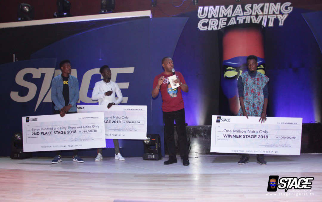 stagenigeriatv's tweet photo. Our 3rd Place, 2nd Place and First Place winners of STAGE 2018.
They won N500,000, N750,000 and N1,000,000 respectively.

#STAGE2018
#StageGrandConcert
#NovemberToRemember https://t.co/2qCKq8HWIh