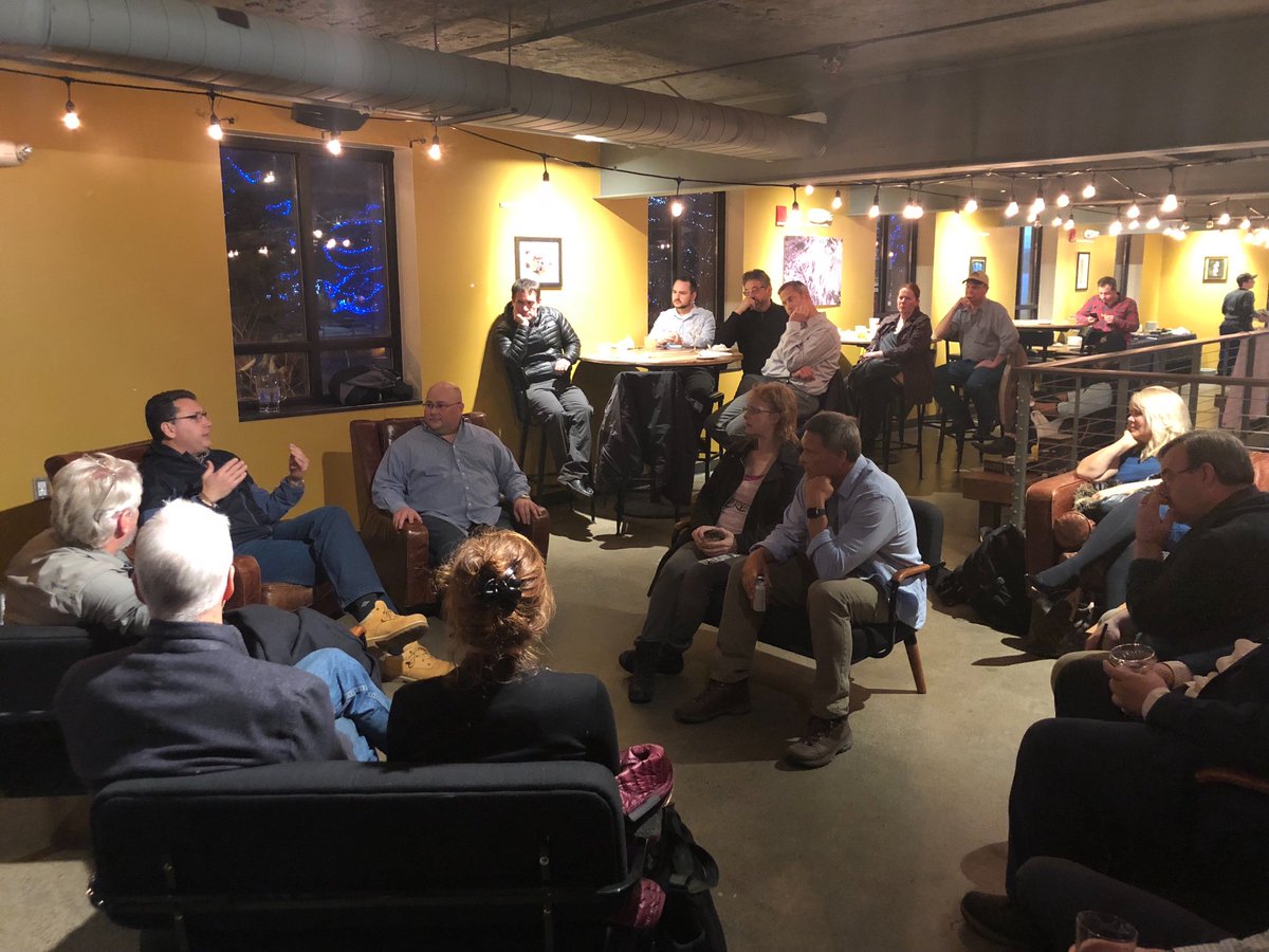 StartupHaven's tweet photo. Wow... a room full of people listening to me. I must show this to my daughters... they won't believe it. RT @49SAF: Happening now before @StartupHaven poker in #Anchorage: Bob Crimmins and Kevin Croy fireside chat. #Akstartupweek https://t.co/YsegtJL1BM