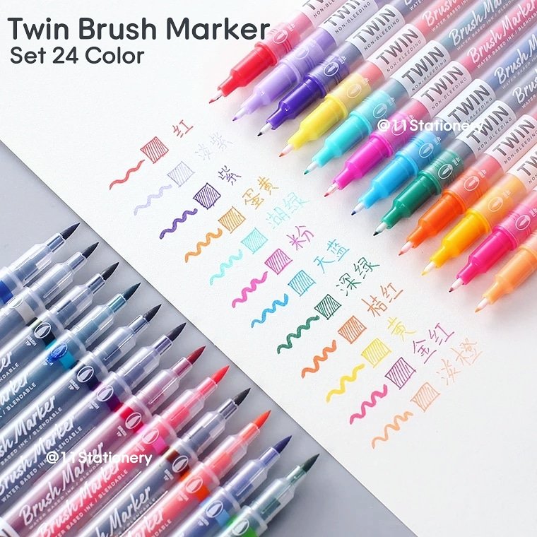 11stationery's tweet photo. 〰 ♡ Price 390.- ♡ 〰
Twin Brush Marker 2in1
เซตนี้ ดีไซน์ใหม่ล่าสุด สีสวยมากๆๆ
♡ ปากกาเมจิ + หัวพู่กัน เซต 24สี
♡ 1 แท่งมี 2 หัว ปากกาหัวพู่กัน+หัวเมจิก หัวเล็ก 0.3mm.
♡ หัวพู่กัน ใช้เขียน #callingraphy
🛒 สอบถาม/สั่งซื้อ🗨 Line id : @11stationery (มี@) https://t.co/LmybhQTMoN
