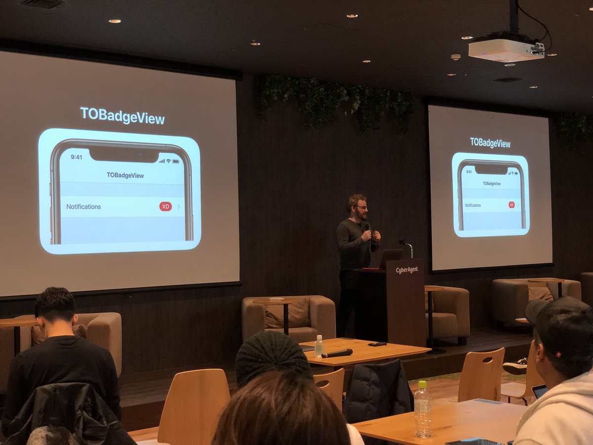 inamiy's tweet photo. .@TimOliverAU introducing 📛TOMBadgeView at #TokyoiOSmeetup !! https://t.co/9CWbG94kTt