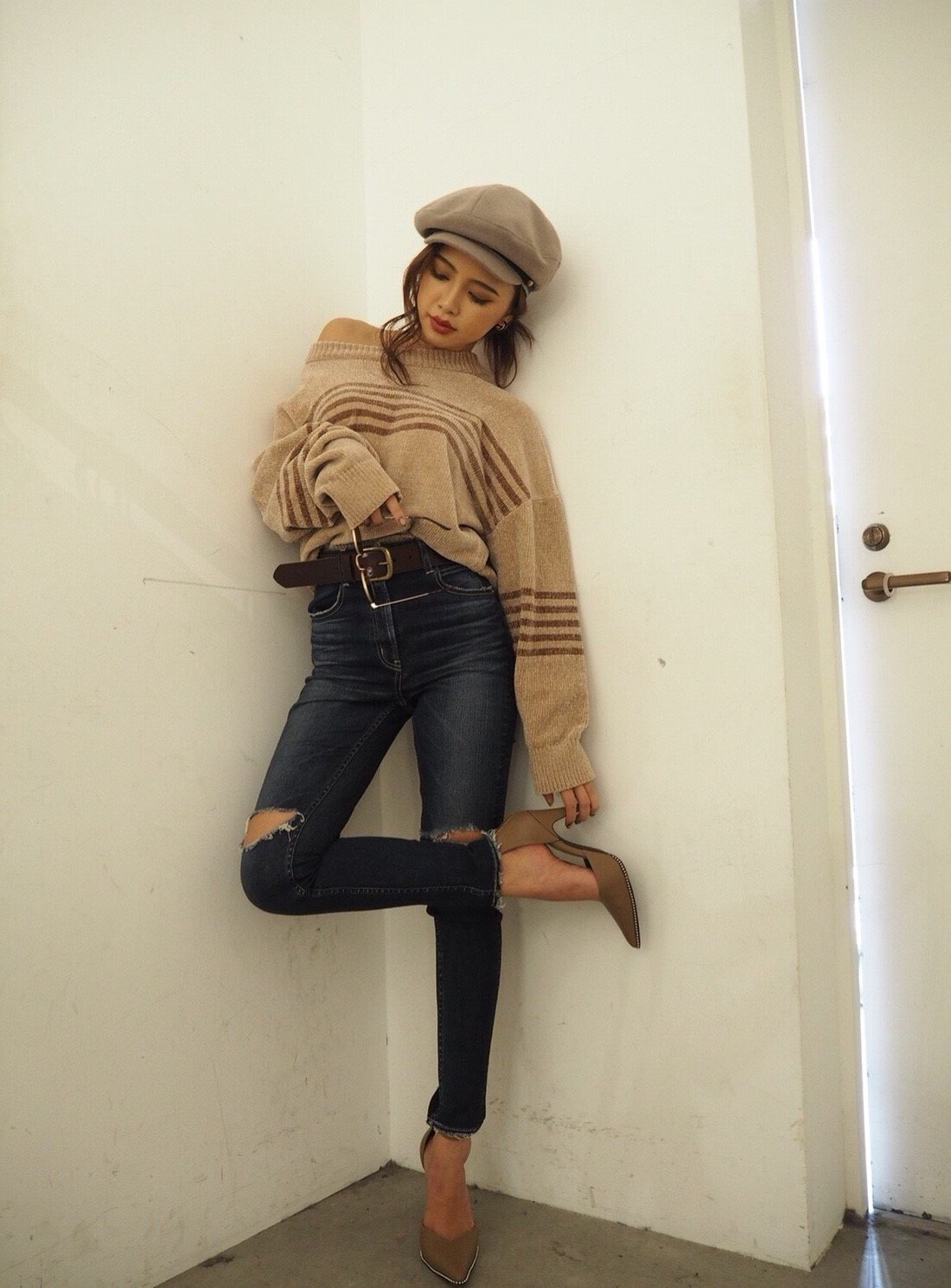 Gyda New Arrival ニーダメージ H Wスキニーデニムパンツ Check T Co F1ka04kuov 美脚効果抜群のハイウエストデニム 膝のカット部分も高めなのでスタイルアップ効果大です Gyda T Co Jvir9rr85w Twitter