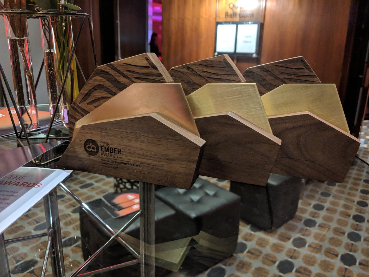 It's great to see the #digital growth here in #alberta. Congrats to all the winners at the #embers2018. These are going to look nice in our office!! @mammoth_xr #mammothxr #VirtualReality #AugmentedReality #innovativevideo