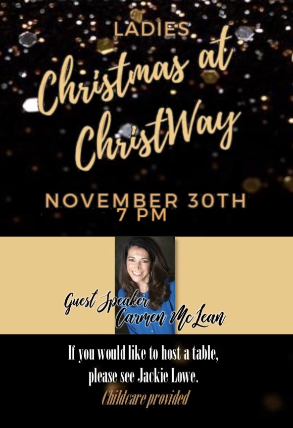 ChristWayMS's tweet photo. Don’t forget to sign up for our ladies Christmas dinner! https://t.co/5JcCoiD0TA