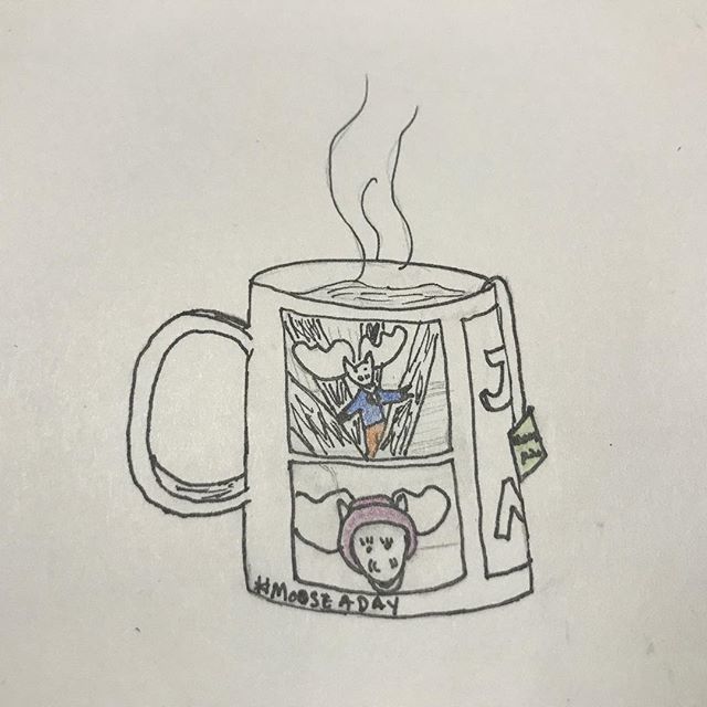 g33klady's tweet photo. Some Moose Mint tea in a favorite mug #mooseaday #itisnoteasytodrawabonnet https://t.co/tjp1pZsFAB https://t.co/JFAz1jRABt