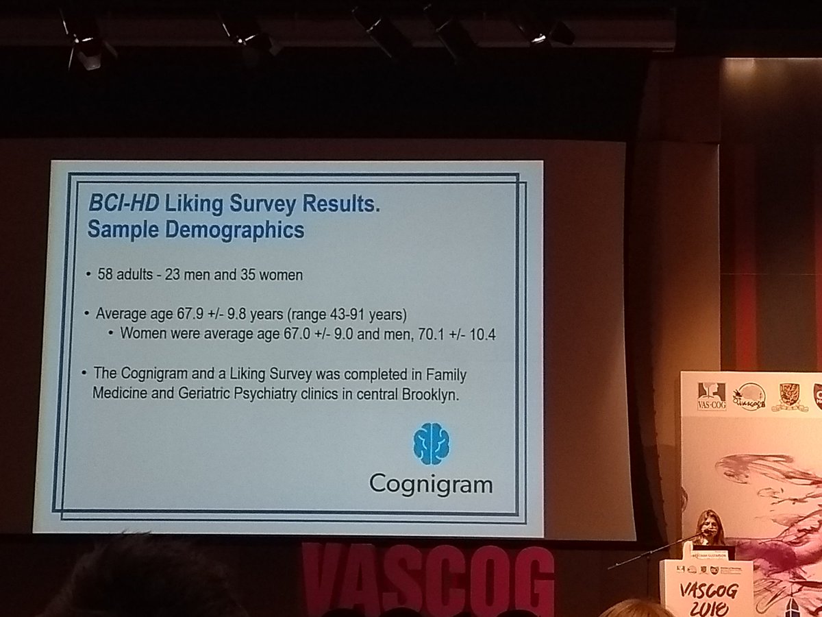 Deborah Gustafson presents the Brooklyn Cognitive Impairments in Health Disparities Study Pilot Study (BCI-HD PS), aiming to explore Multiple Etiologies Dementias, including VCI, and the use of innovative, new technologies  #VASCOG2018