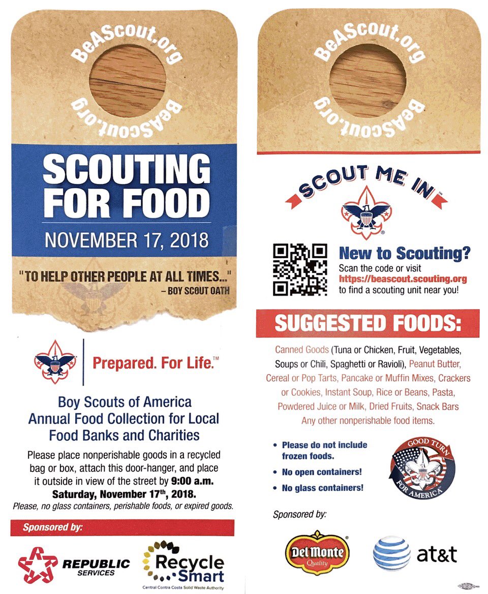 ShellySaucedo's tweet photo. ATTENTION Local Napa friends - The Food Bank really needs our help this year!!!
Scouts will be out this Saturday morning, November 17th, to pick up your donations. If your donation is not collected by noon on Saturday, you can email scoutingforfoodnapa@yahoo.com https://t.co/nyrt2yV3Ts