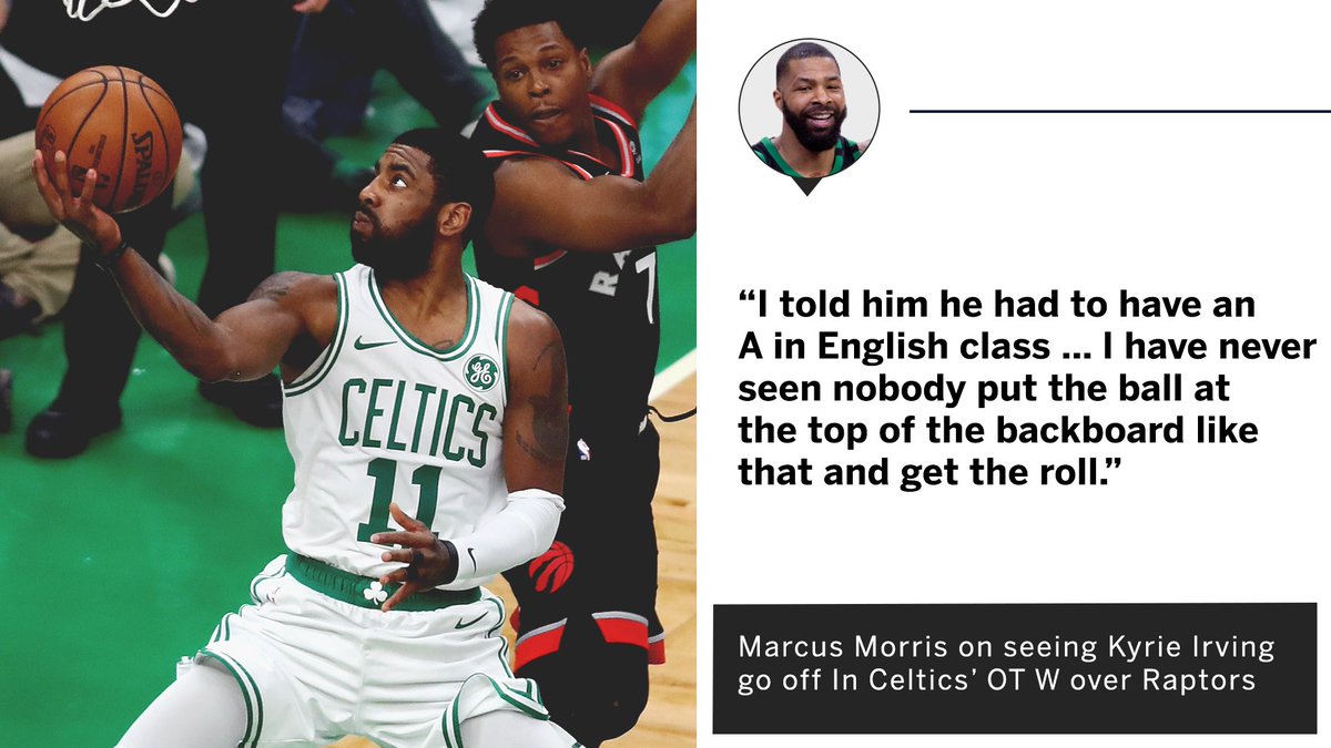 ESPNNBA's tweet photo. .@marcusmorris2 had jokes after @KyrieIrving dropped 43 and 11 😂 https://t.co/p2Jqfx95lA