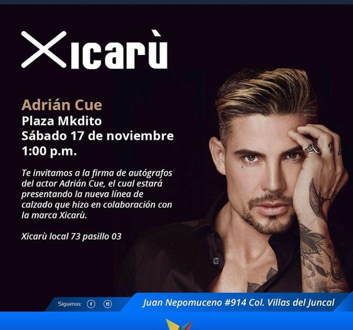 AdriancueMx's tweet photo. Todo #TeamCue nuestro hermoso @AdrianCueOf  los espera el día de mañana en la firma de autógrafos en la @PlazaMKDITO  en León Guanajuato !  En punto de la 1:00 para presentarles su nueva línea de Zapatos en colaboración con @Xicaru_shoes! 👏👞😉❤ RT 🔁
Porfa !!!!! https://t.co/WFBPjvrVOU