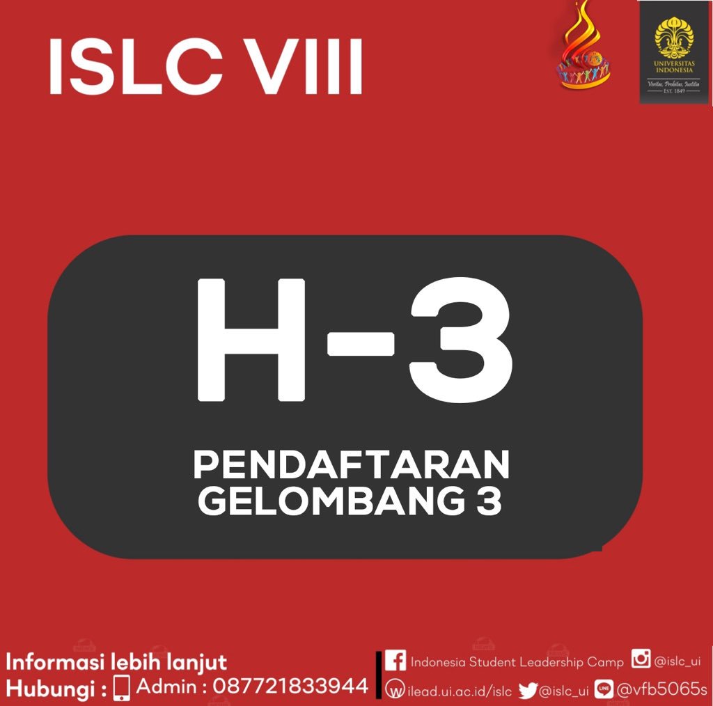 ISLC_UI's tweet image. [FINAL CALL] We are opening one last chance for you guys to be a part of the youth revolution! Sign up now at ilead.ui.ac.id/islc 🤜🏻 #ISLCVIII #HopeforBetterChange