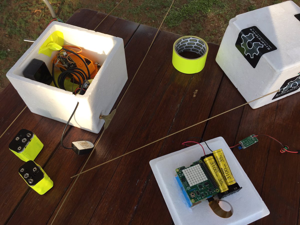 SiGNLLabs's tweet photo. At the NWU Vaal Triangle Campus, setting up for @BinarySpaceHack's High Altitude Balloon launch. 🤖🎈 https://t.co/QV6KIEmA8q