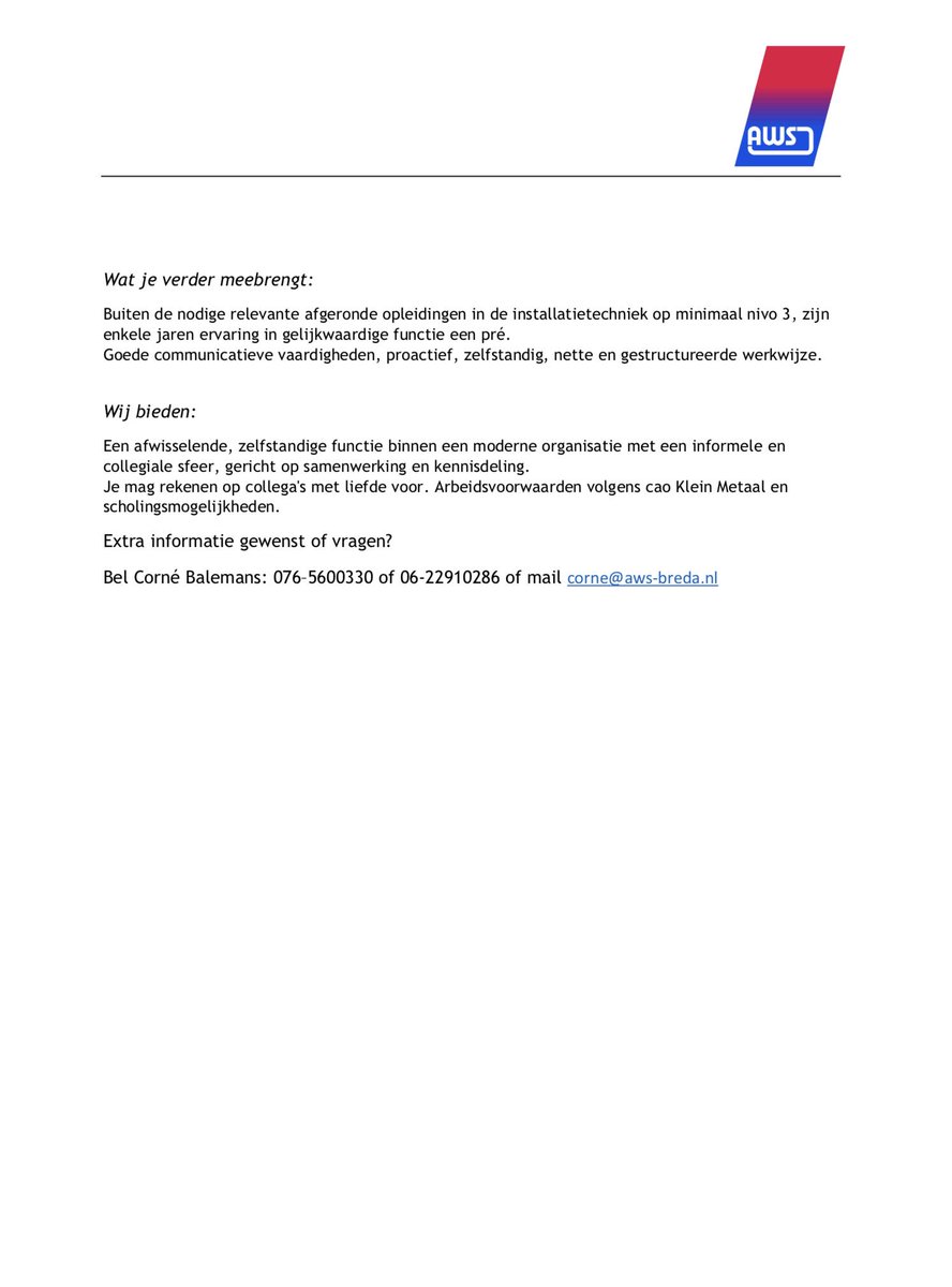 awsbreda's tweet photo. #ServiceCoördinator, Wie mogen wij toevoegen aan ons team? Zie onderstaand profiel.... https://t.co/BIKyB3DqG7