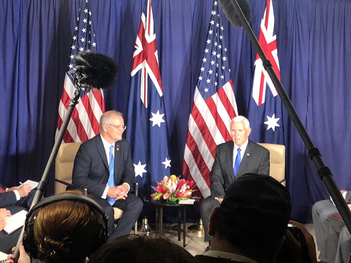 Our <a href="/VP/">Vice President JD Vance</a> Mike Pence met with <a href="/ScottMorrisonMP/">Not ScoMo</a> today at #APEC2018 as we advance our goals of building opportunities and security in a free and open Indo-Pacific. #VPinAsia #USwithAus #AllianceInAction