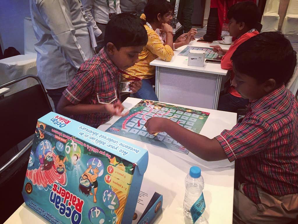 LRLabs's tweet photo. Young minds learning how math is better when played together at the #TECH2018 session. These little ones tried their hands on our alien addition board game, OCEAN RAIDERS.
Happy Social Learning!
#UNESCO_MGIEP #unesco #logicroots #lrposts #oceanraiders #boardgames #vizag https://t.co/UMbL8KYgcd