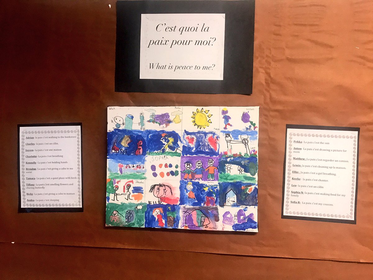 david_harel's tweet image. What a week: shared our stories of boats we made; observational drawings of the veggies growing in our tower garden;we wondered what animal dug up our school grounds and explored the area with joy; completed our first class painting  @bridgebulldogs #sd38learn #sd38french