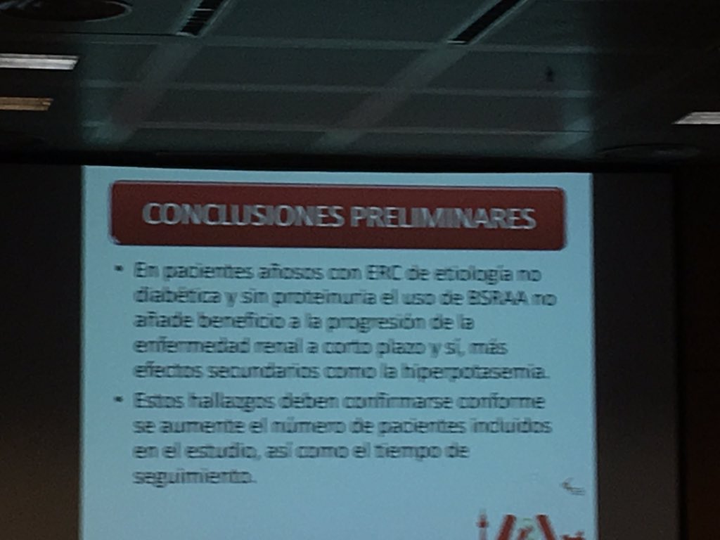 Controversy: Preliminary data from a RCT on uselfness of ACEi on progression of CKD in patients without diabetes and no proteinuria. 
Author of this study (ongoing) mention <a href="/AJKDonline/">AJKD</a> &amp; <a href="/STOPACEi_trial/">STOP-ACEi Trial</a> 

#SENefro18