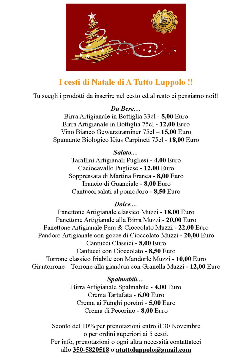 Atuttoluppolo's tweet photo. I cesti di A Tutto Luppolo!!
Tu scegli i prodotti al resto ci pensiamo noi!!
Cheers!! https://t.co/4oXvYCjG7Y
