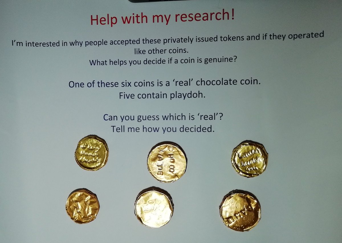 TokenxEffort's tweet photo. I know you all want to come and make chocolate tokens @RAMMuseum for #BeingHuman_Exeter but for the non locals you can still join in my game. Tell me what you look for to decide if a coin is real. https://t.co/mBGatOSEOo