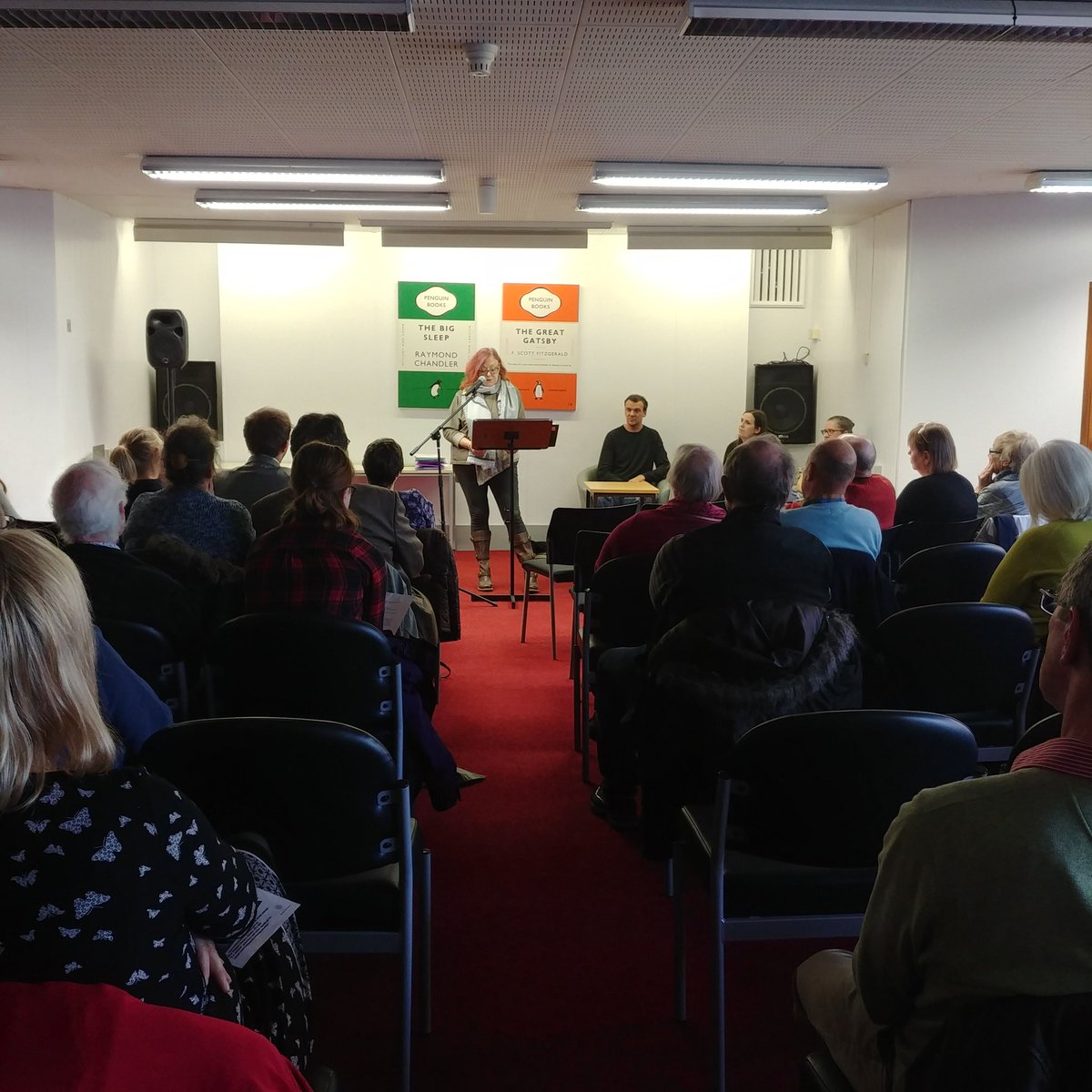 SoTLibraries's tweet photo. June Palmer kicks off the Potteries Prize readings with her story 'The Lighthouse Wives' a fantastic, atmospheric piece. #potteriesprize #stokewrites #sotlibraries #thewritingkiln https://t.co/8MI23ceWqg