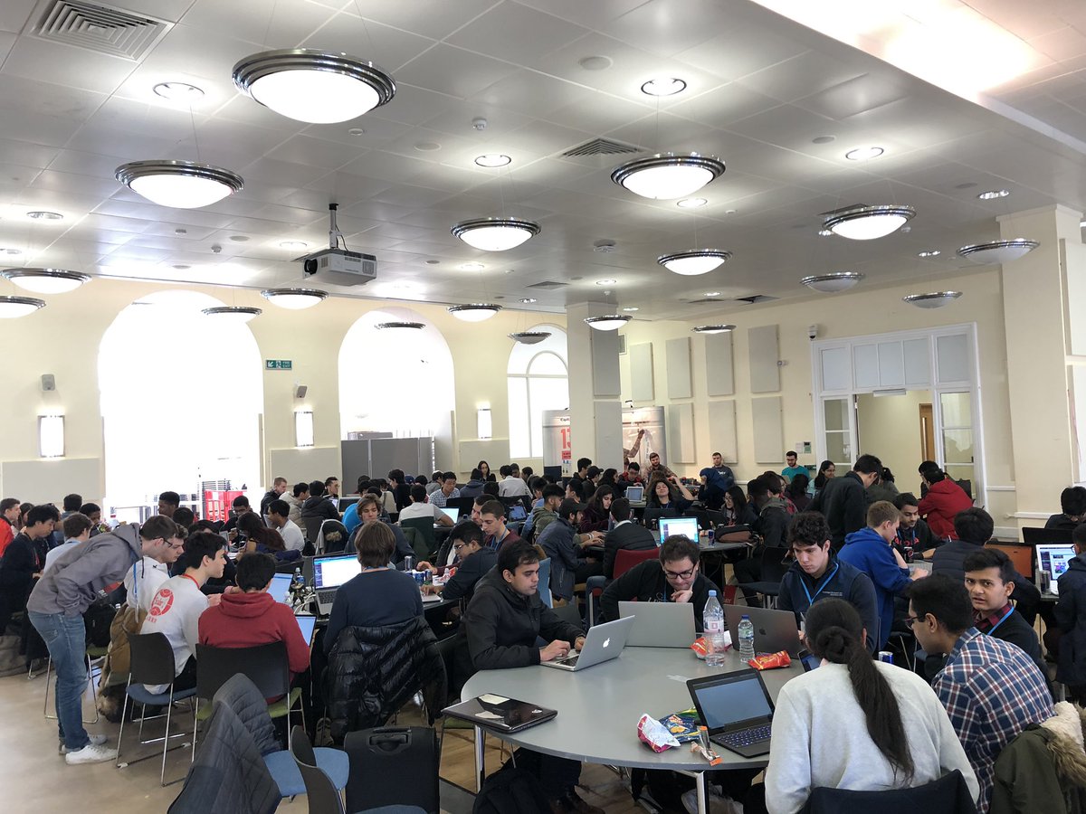 danfow02's tweet image. Super proud of @UCLTechSoc for pulling off another awesome packed out annual hackathon with students from a few different universities in London. This is just a couple of photos from some of the spaces being used. Awesome! #porticode3