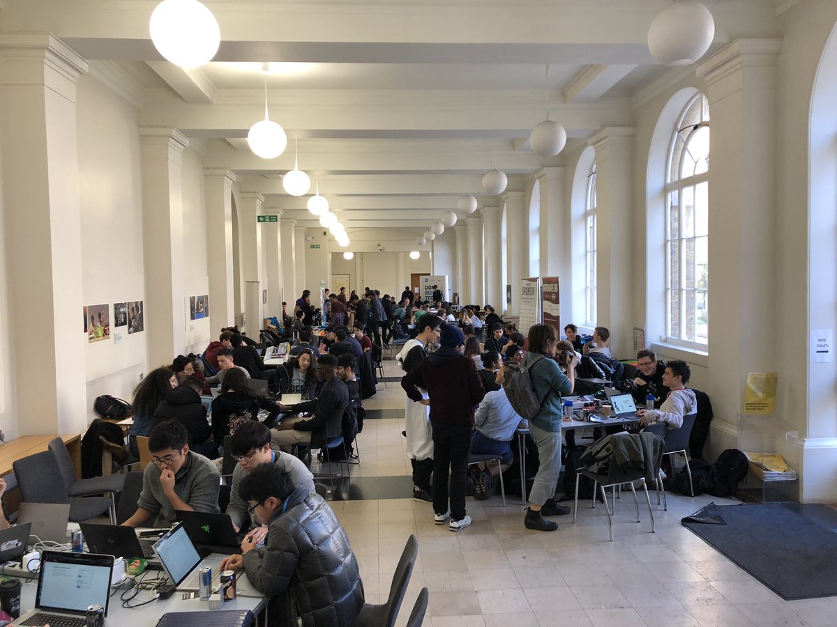danfow02's tweet image. Super proud of @UCLTechSoc for pulling off another awesome packed out annual hackathon with students from a few different universities in London. This is just a couple of photos from some of the spaces being used. Awesome! #porticode3