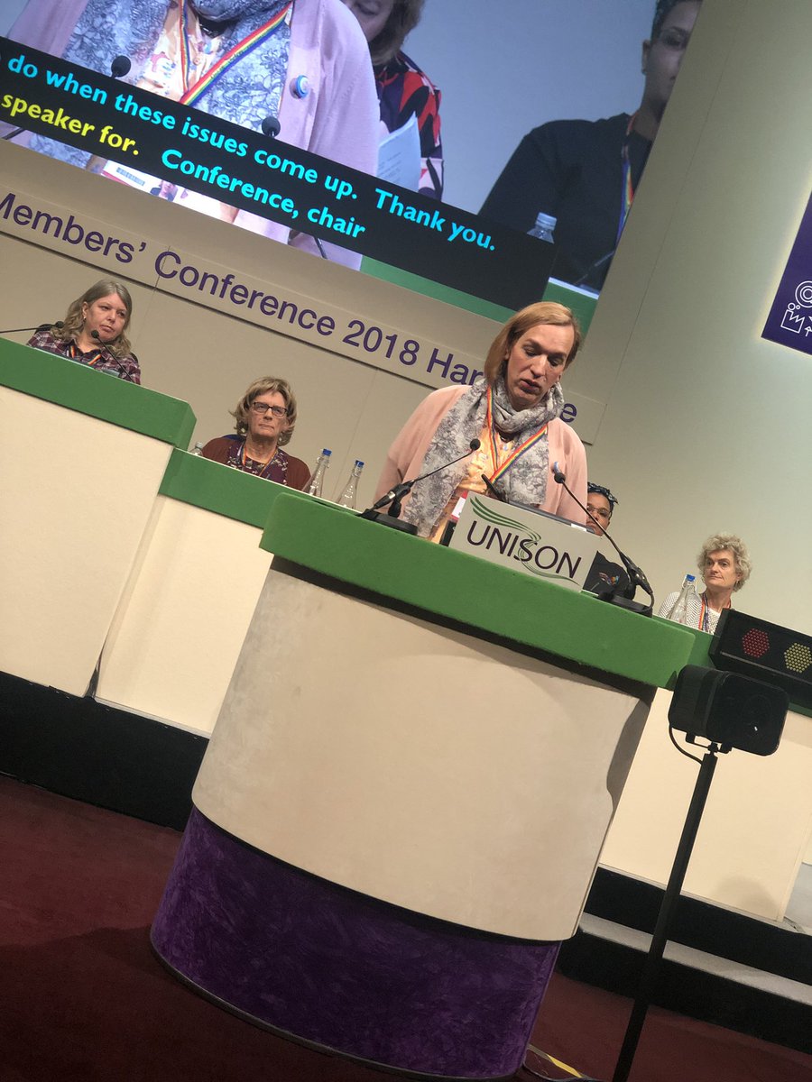 UNISONNLGBTplus's tweet photo. @samarcand from @UnisonGateshead supporting Comp A Transphobic Feminism and the fight for trans rights #uLGBT18 #TransRightsAreHumanRights #no2Transphobia #AWomansPlaceIsInHerTradeUnion https://t.co/b2PENc9WuW