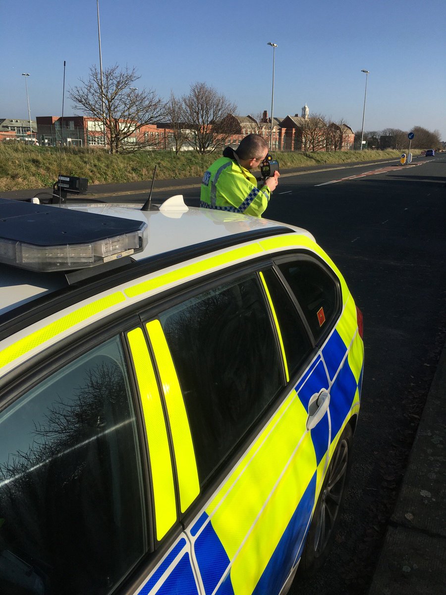 LancsRoadPolice's tweet photo. #T2TacOps #HO75 and #HO76 conducting laser speed enforcement on the promenade at St Anne’s. #fatal4 @fylde police https://t.co/PaBlESUagN