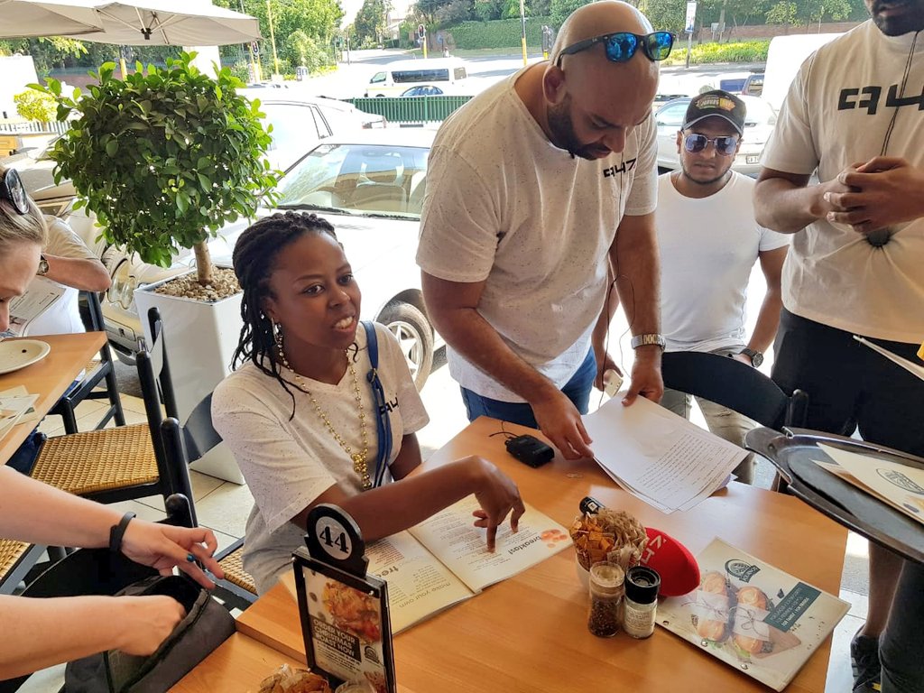 947's tweet photo. Breakfast time with our @MercedesBenz_SA winner, Wendy and our leader @Rob_Vember #FirstOfANewKind https://t.co/75G55Gx17i