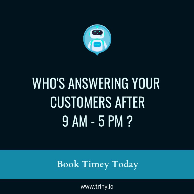 trinybot's tweet photo. Wanna Know who can generate leads for you day & night? https://t.co/QoM6xiidMd
#marketing #chatbots #timey #business #sales #marketingstrategy #ai #artificialintelligence #technology #businessdevelopment https://t.co/iT3Ou6j7ad
