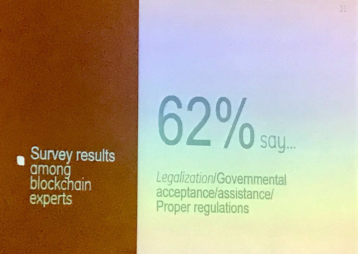 alexfe15's tweet photo. Interesting stats from survey of 50 #Blockchain companies done by EBS and presented at #blockbali: 62% consider biggest issue is legislation, only 12% think we need better technology, and 72% believe Blockchain will create better and more integrated global economy https://t.co/wL9zCJhCSP