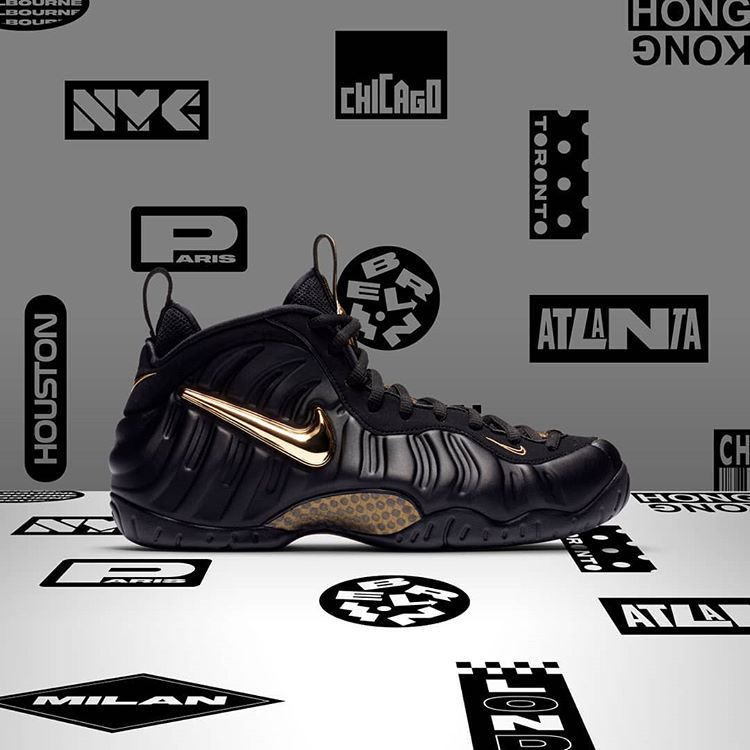 black and gold foamposite footlocker