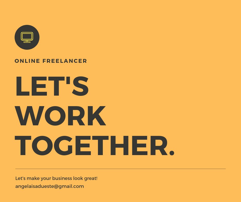 angelaisadueste's tweet photo. I can help you to boost your business and be your digital marketing specialist. Get in touch with me through the following:
Email: angelaisadueste@gmail.com
FB Page: Angela Sadueste- Online Freelancer
#digitalPH #onlinefreelancer #ristt #SocialMediaManager https://t.co/nr41Jb92FZ