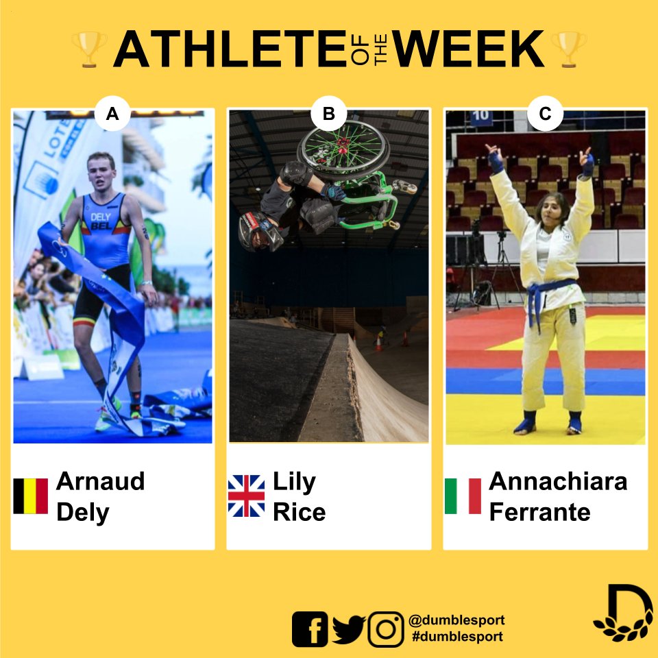 dumblesport's tweet photo. Let's vote ...
#dumblesport #thesportnetwork #Belgium #Italy #UnitedKingdom #AOTD #sportersbelevenmeer #teambelgium #teamitaly #teamgb #wheelchair #wheelchairgirl #runbikerun #duathlon #fight #swimlife #jiujitsu #bikeporn https://t.co/FUmluJ6X3e