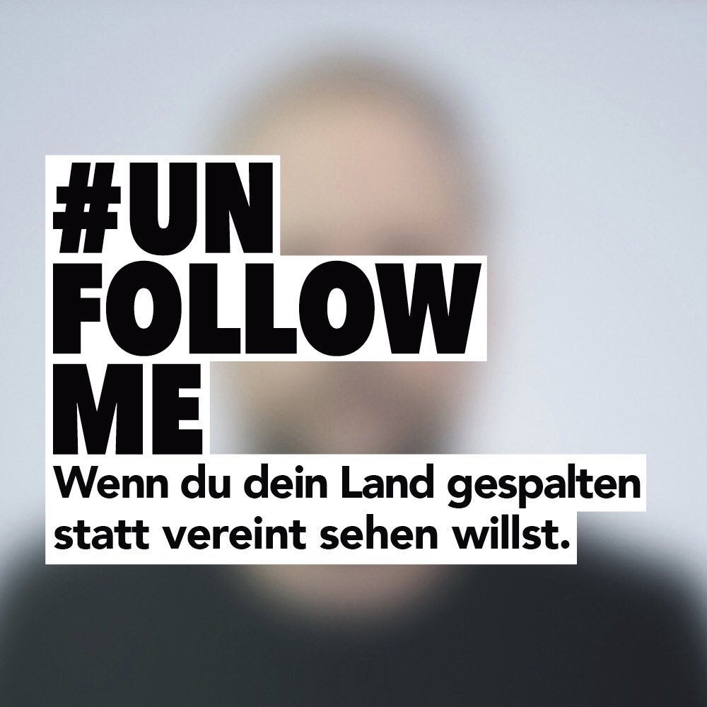 lesmoureal's tweet photo. #unfollowme Wenn du dein Land gespalten statt vereint sehen willst.
Unterstütze die Social-Media-Initiative gegen rechts: https://t.co/m0vuRXYSKP https://t.co/GiToTvdk8k