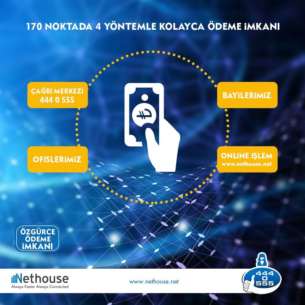 nethousenetwork's tweet photo. Haftasonu internetsiz kalmayın! Paket süreniz bitse bile 4 farklı ödeme şekliyle aktivasyon yapabilirsiniz.
Mutlu Haftasonları! https://t.co/1saDOv0fdN