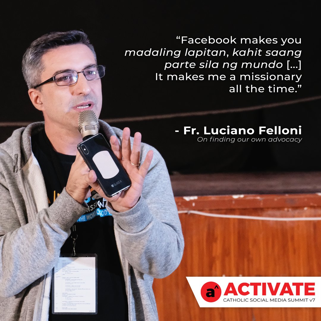 CSMSv7's tweet photo. Fr. Felloni Luciano on finding our advocacy and the opportunities social media like Facebook presents. | via. Michael Dalogdog #CSMSv7 #Activate2018 #Activate https://t.co/gBmvQK2rGW