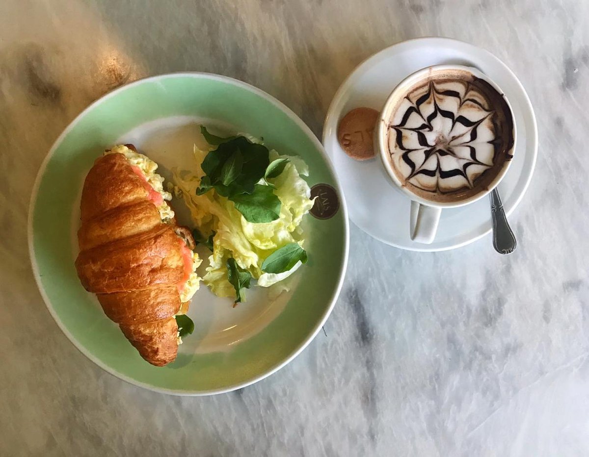 Talhatries's tweet photo. Scrambled eggs with salmon in crossaint and sugar free dark chocolate latte.
#saturday #brunch #protien  #breakfast #food #foodporn #yummy #foodie #delicious #instafood #healthy #instagood #lunch #coffee #tasty #foodpics #dinner #healthyfood #foodpic #eat #hungry #fresh https://t.co/Fm9nY5Dzqj
