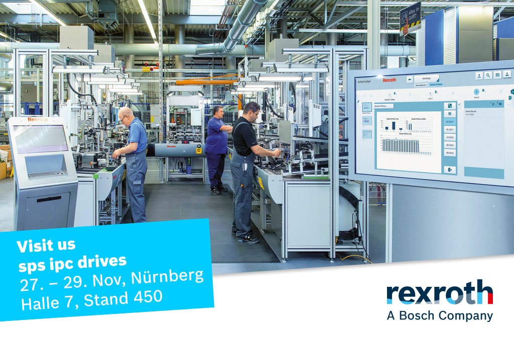 RexrothDACH's tweet photo. Factory of the Future - essenzieller Datenfluss von der IT zu einzelnen Montagestationen und zurück von der Produktionslinie zur IT mit Hilfe des #ActiveCockpit. Überzeugen Sie sich selbst auf der @spsipcdrives 2018. Mehr dazu: https://t.co/WfwrTPnYnV #BoschRexroth #sps_live https://t.co/HSoV7R9LNV