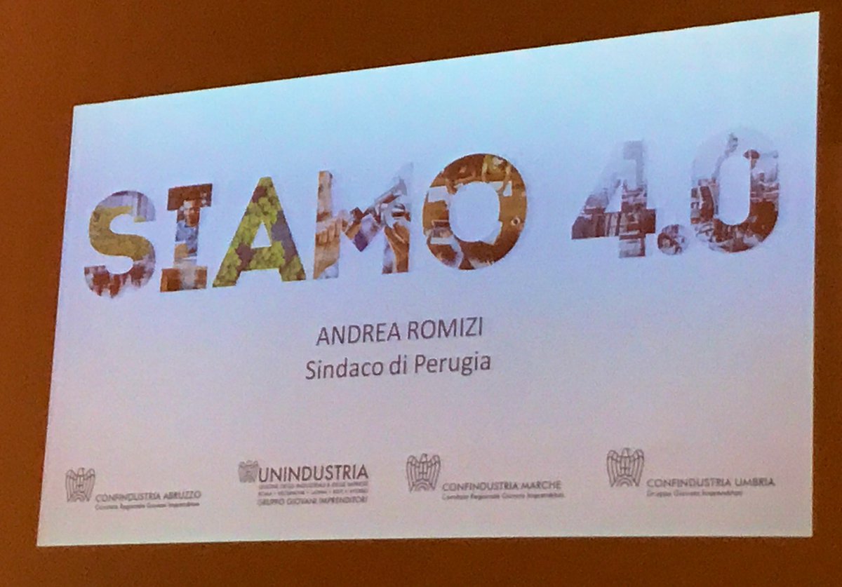 MicheleDaCol's tweet photo. Andrea Romizi sindaco di @Comuneperugia apre #Siamo4.0 il forum dei @gicentro. Un #giovane tra i giovani #imprenditori che sottolinea l’importanza di innovare oggi. https://t.co/2cdRzqYPXN