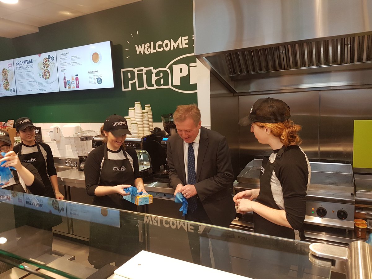 GerryCrosbie's tweet photo. Minister Creed put to work as he opens the first @PitaPitIrl outlet this morning #pointvillage @timryantipp @Paschald @Bordbia https://t.co/LY2GqIo2yP