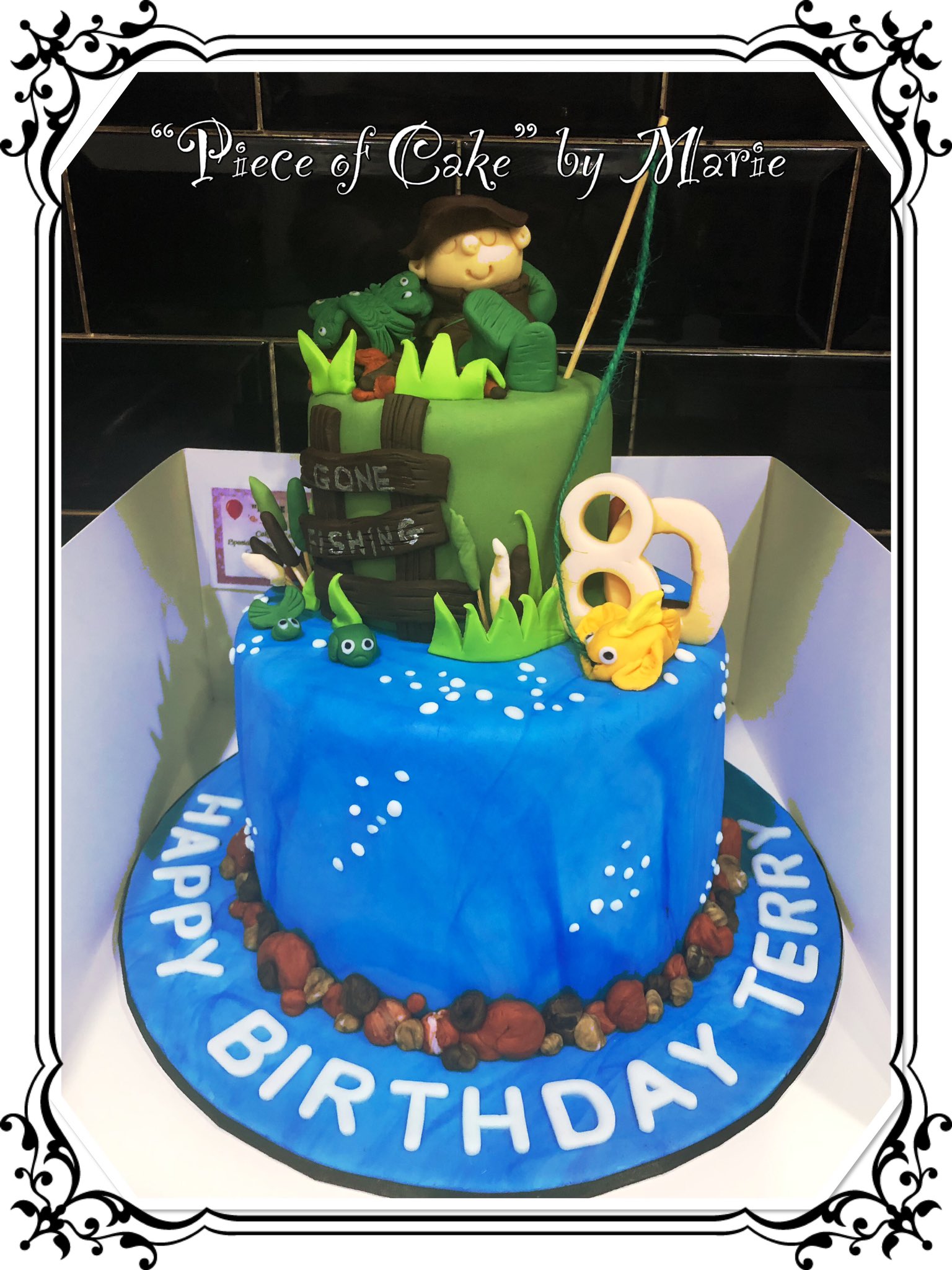 marie haylett✨ on X: Today's 2 Tier “Fishing Cake” for an 80th